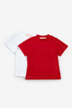 Kırmızı  Beyaz Penye 2'li Basic Tişört Paketi