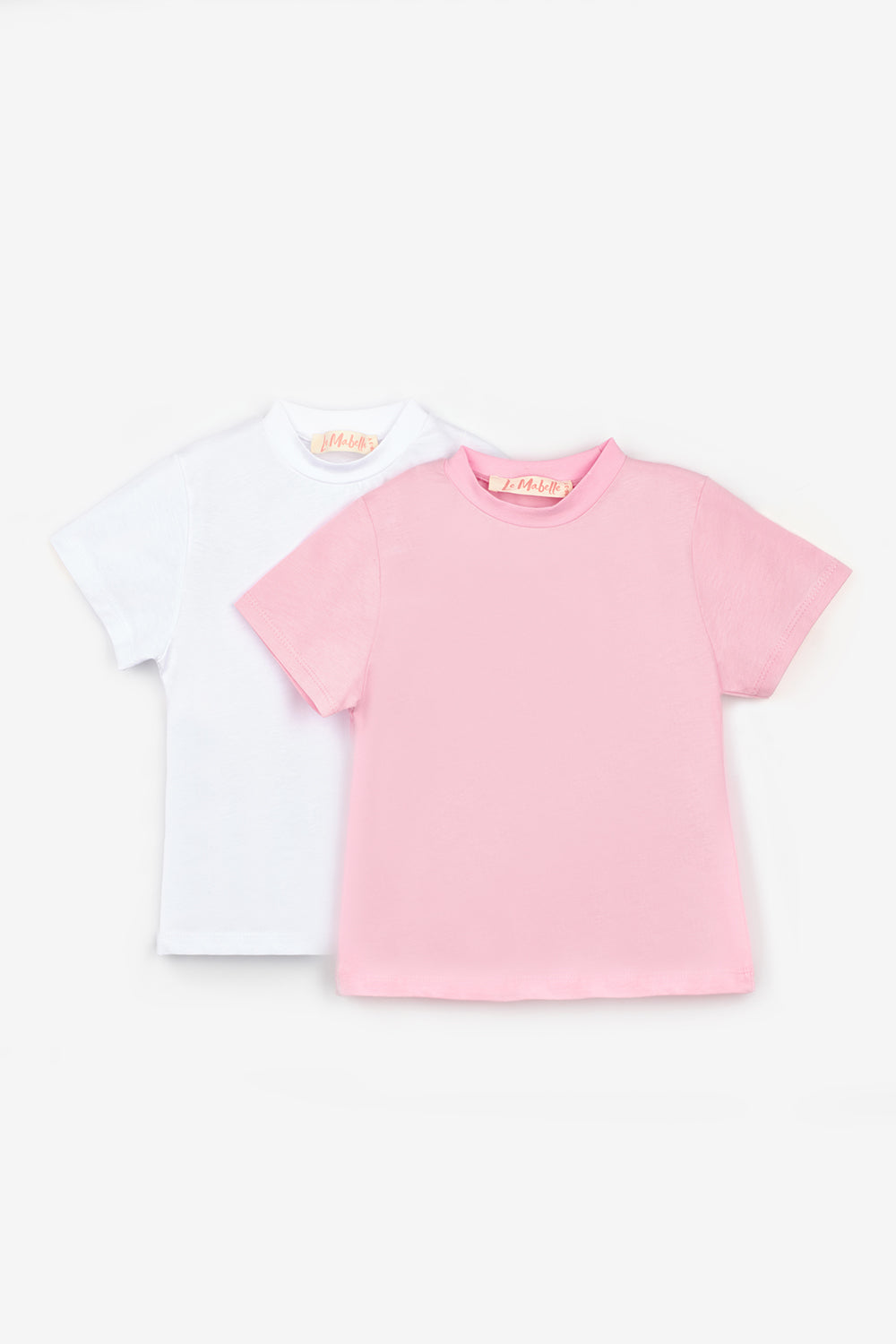 Pembe Beyaz Penye 2'li Basic Tişört Paketi