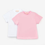 Pembe Beyaz Penye 2'li Basic Tişört Paketi