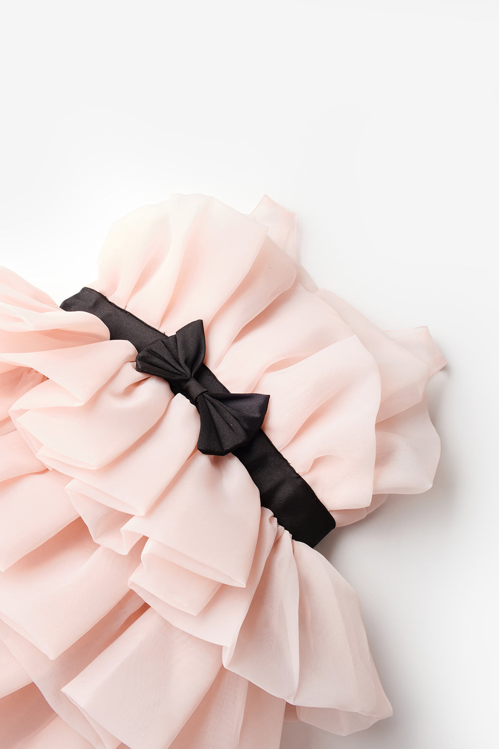 Pudra Önü Fiyonklu Katlı Kız Çocuk Elbise - Laney