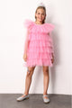 Fuchsia Layered Girls' Tulle Dress - Laura