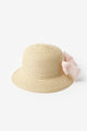 Pudra  Fiyonk Detaylı Kız Çocuk Hasır Bucket Şapka