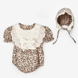 Kahverengi Kısa Kollu Şapka Aksesuarlı Kız Bebek Tulum - Perla