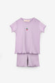 Lilac Strawberry Embroidered Camisole and Shorts Girls' Two-Piece Set - Alina