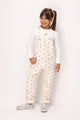 Beige Star Patterned Pocket Detailed Girls' Salopette - Nomi