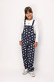 Navy Blue Star Patterned Pocket Detailed Girls' Salopette - Nomi