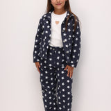 Lacivert Yıldız Desenli Kız Çocuk Gabardin Pantolon - Prunella