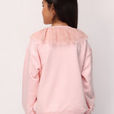 Pembe  Tül Yaka Detaylı Kız Çocuk Sweatshirt - Zora