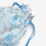 Mavi  Çiçek ve Pul Detaylı Kız Çocuk Çanta