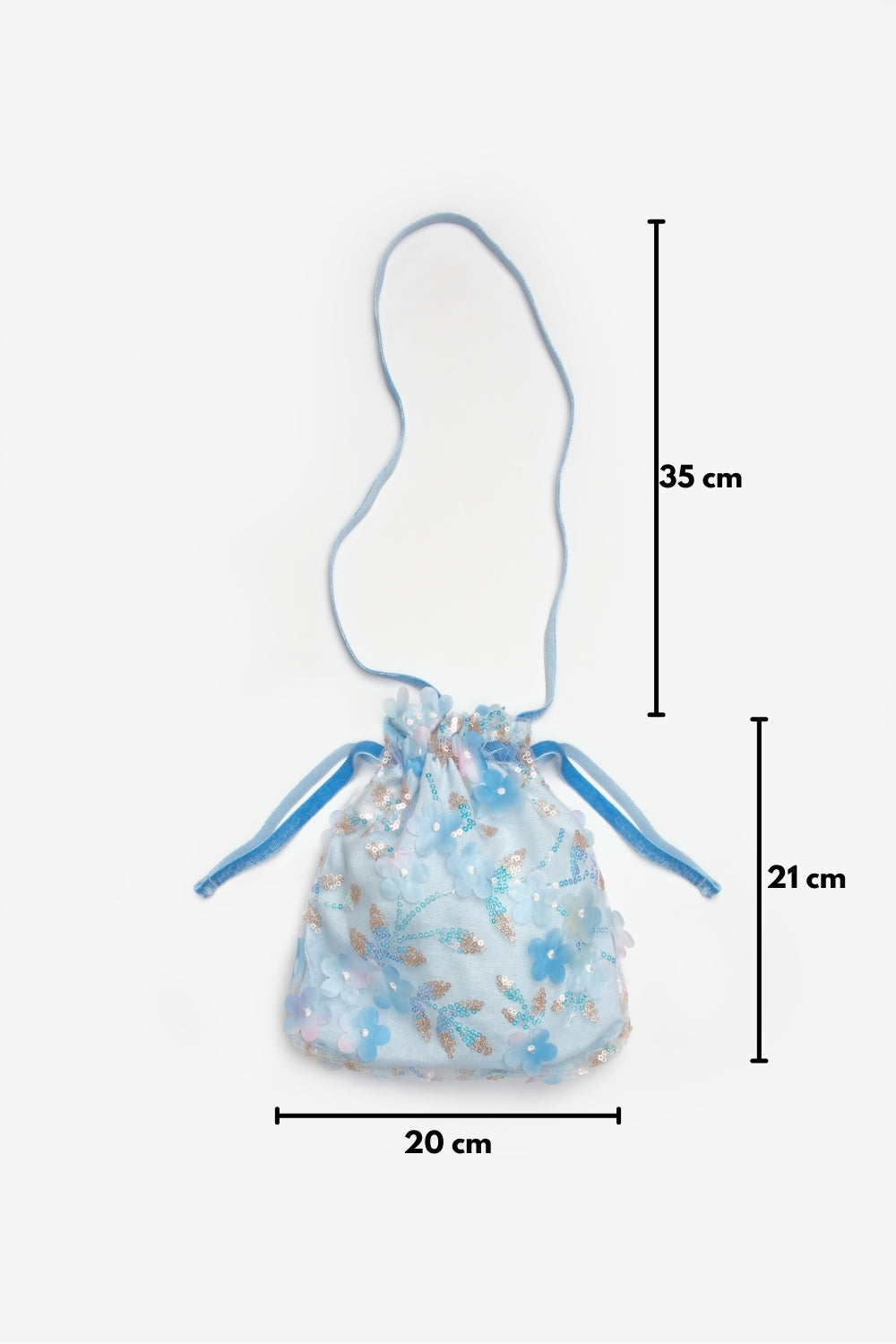 Mavi  Çiçek ve Pul Detaylı Kız Çocuk Çanta