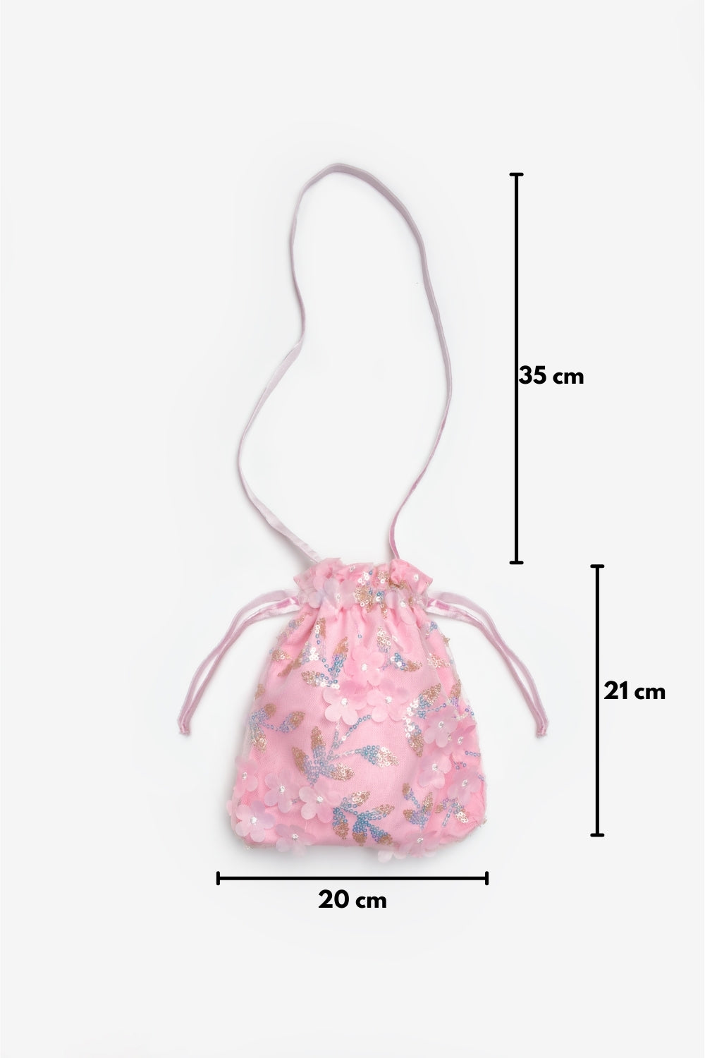 Pembe  Çiçek ve Pul Detaylı Kız Çocuk Çanta