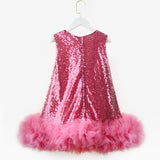 Fuşya Pullu Etek Ucu Fırfır Detaylı Kız Çocuk Abiye Mezuniyet Elbisesi - Aurora