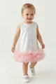 Beyaz Fırfır Detaylı Pullu Kız Bebek Elbise - Dakota