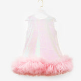 Beyaz  Fırfır Detaylı Pullu Kız Bebek Elbise - Dakota