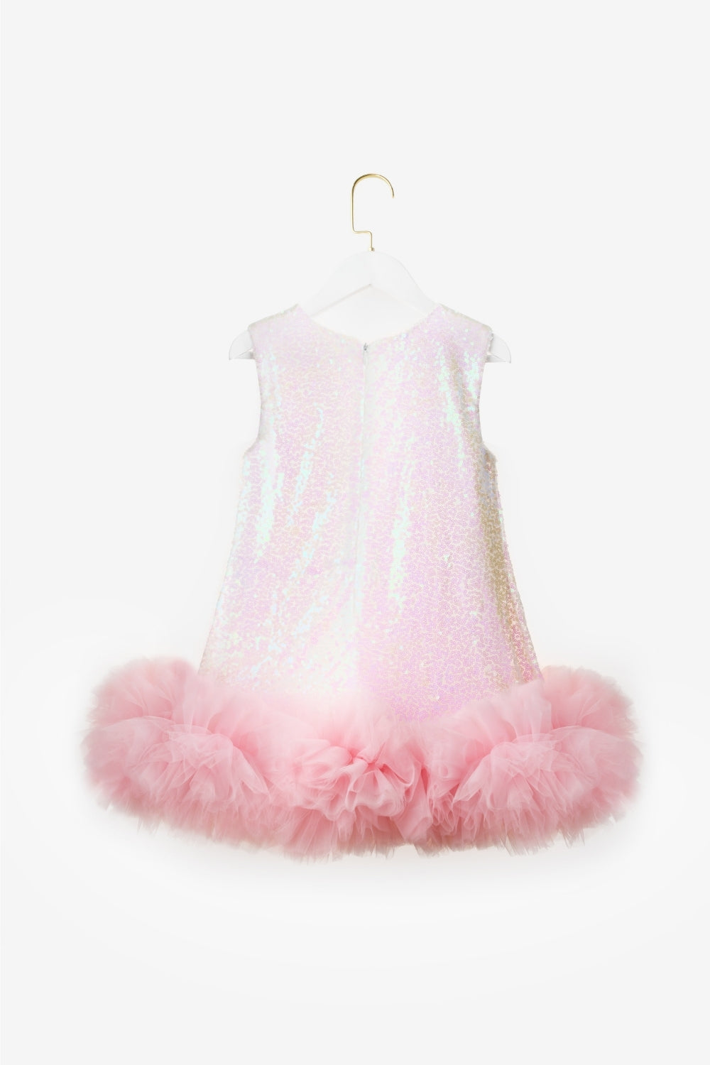 Beyaz  Fırfır Detaylı Pullu Kız Bebek Elbise - Dakota