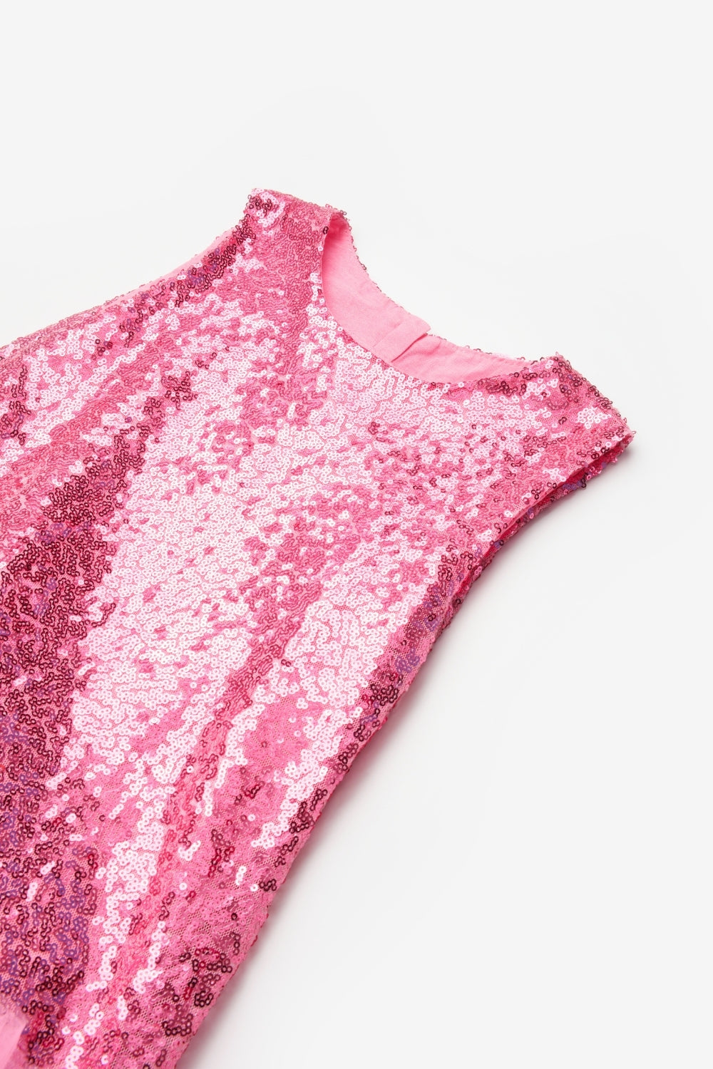 Fuşya  Fırfır Detaylı Pullu Kız Bebek Elbise - Dakota