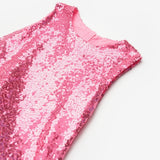 Fuşya  Fırfır Detaylı Pullu Kız Bebek Elbise - Dakota