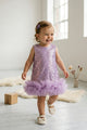 Lila Fırfır Detaylı Pullu Kız Bebek Elbise - Dakota