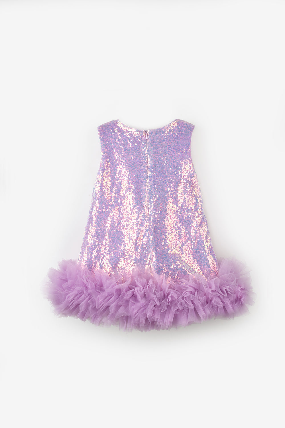 Lila  Fırfır Detaylı Pullu Kız Bebek Elbise - Dakota