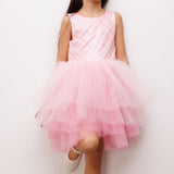 Pembe  Deniz Kızı Desenli Tül Etekli Kız Çocuk Elbise - Carey