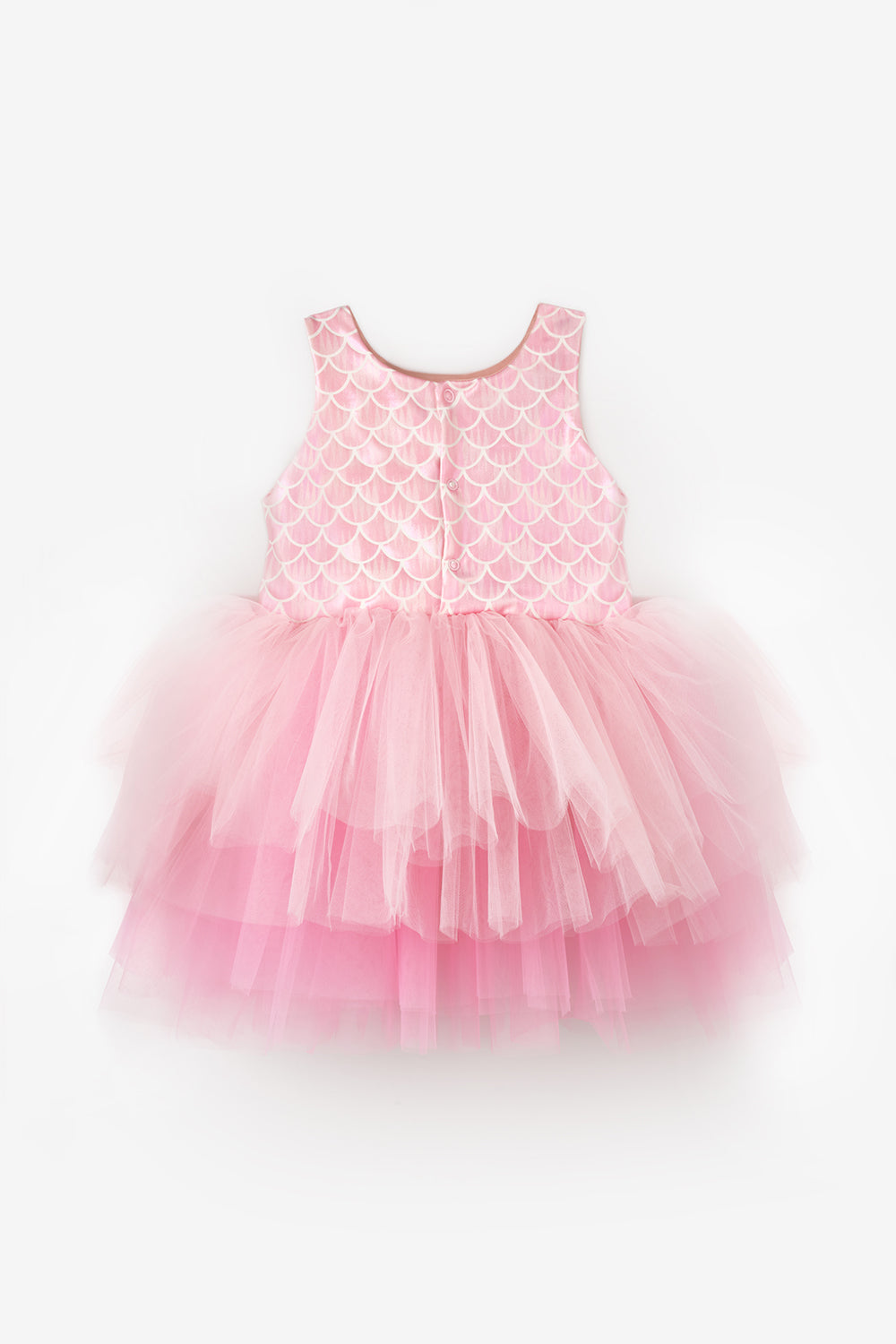 Pembe  Deniz Kızı Desenli Tül Etekli Kız Çocuk Elbise - Carey