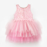 Pembe  Deniz Kızı Desenli Tül Etekli Kız Çocuk Elbise - Carey