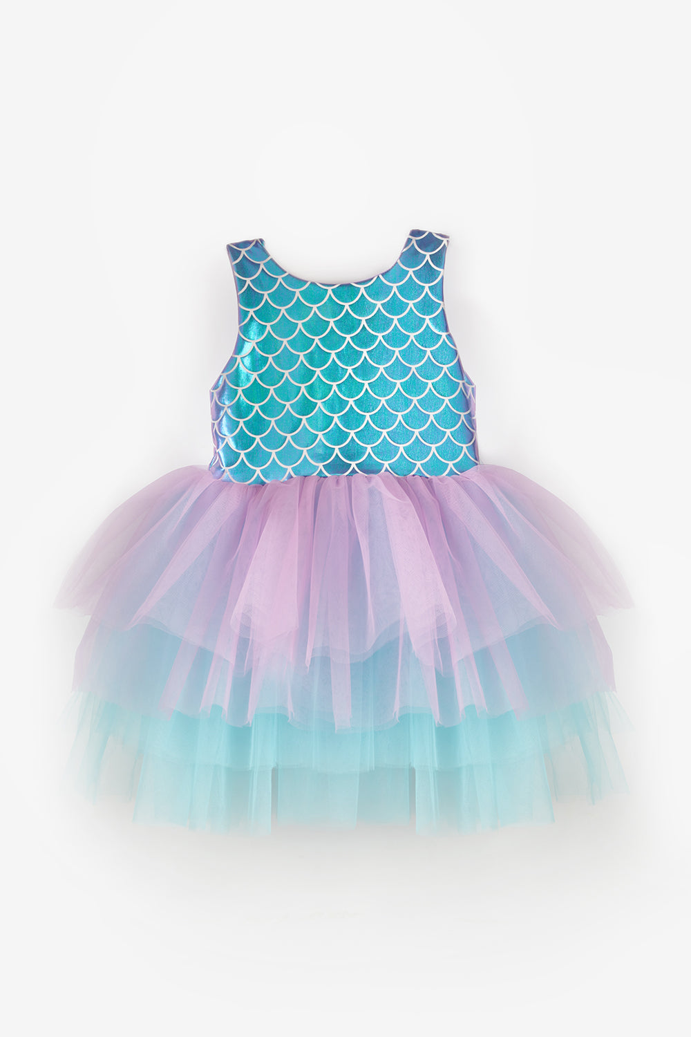 Lila  Tül Etekli Deniz Kızı Desenli Kız Bebek Elbise - Emma