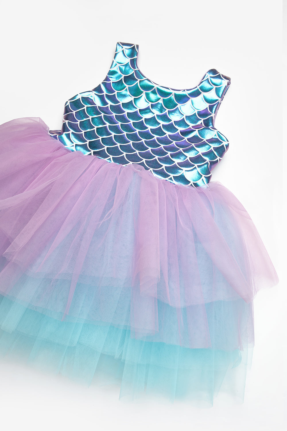 Lila  Tül Etekli Deniz Kızı Desenli Kız Bebek Elbise - Emma