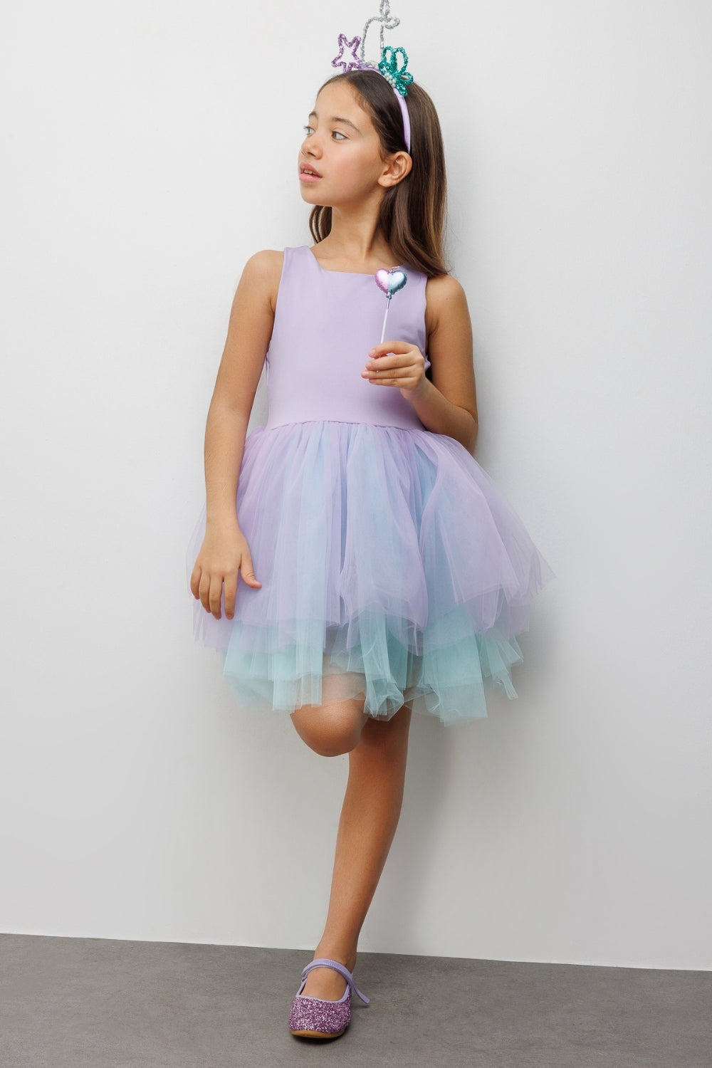 Lila  Tül Etekli Kız Çocuk Balerin Elbise - Carmen