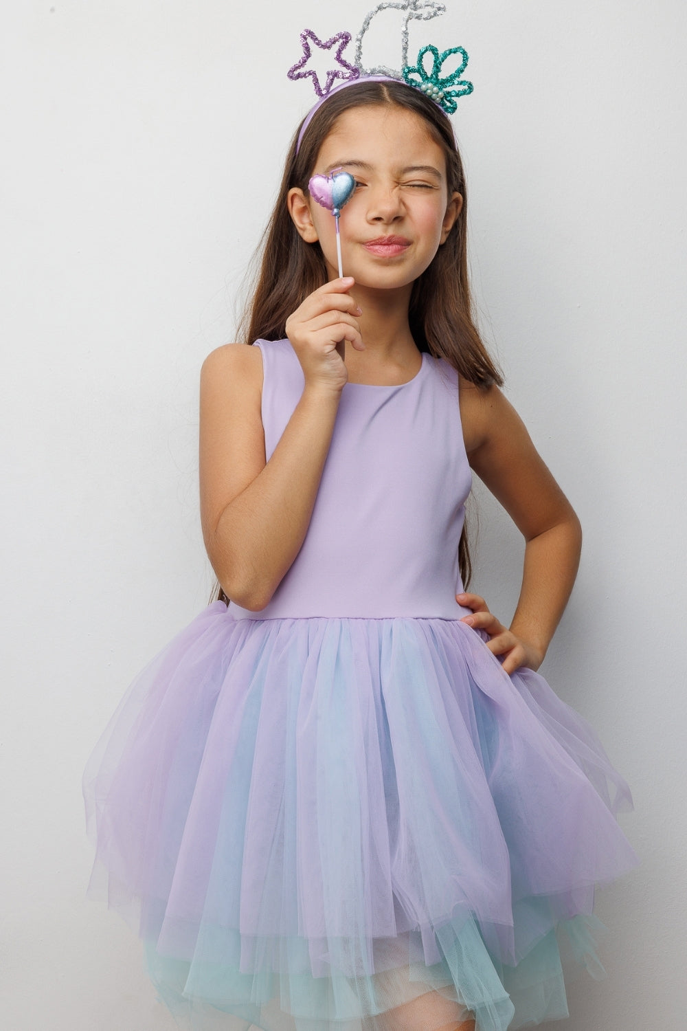 Lila  Tül Etekli Kız Çocuk Balerin Elbise - Carmen