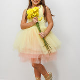 Sarı Tül Etekli Kız Çocuk Balerin Elbise - Carmen