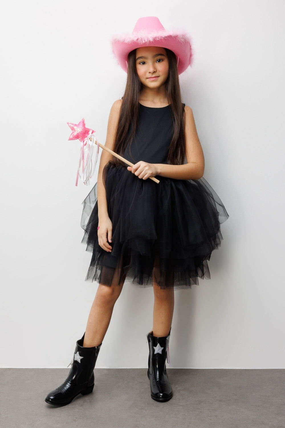 Siyah  Tül Etekli Kız Çocuk Balerin Elbise - Carmen