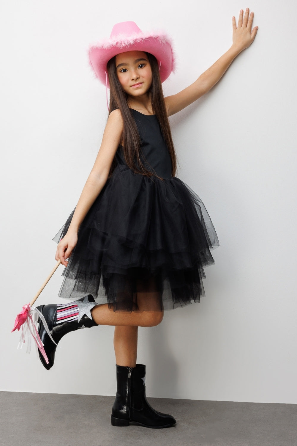 Siyah  Tül Etekli Kız Çocuk Balerin Elbise - Carmen