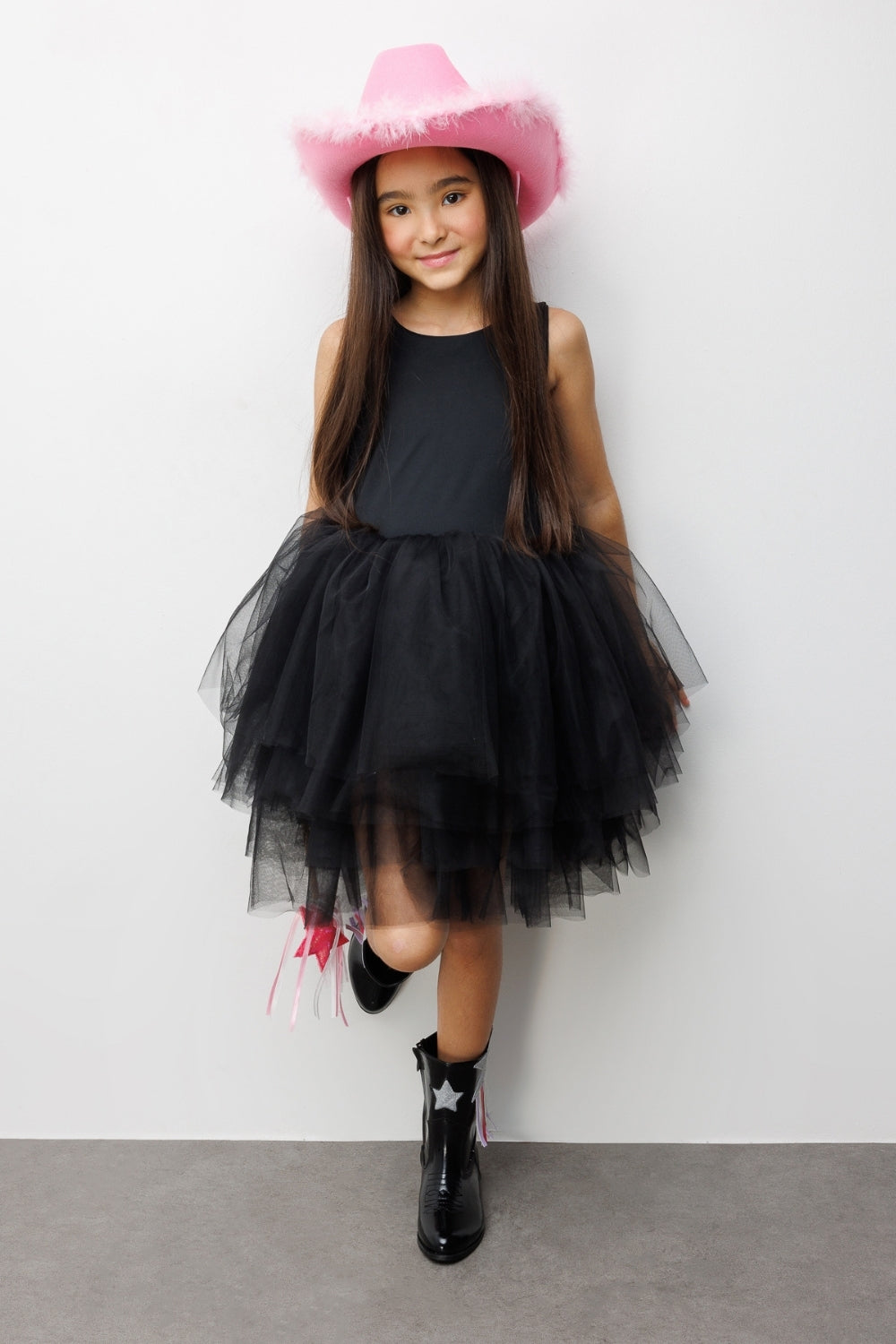 Siyah  Tül Etekli Kız Çocuk Balerin Elbise - Carmen