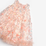 Somon  Çiçek Kabartmalı Kız Çocuk Elbise - Ivory