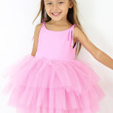 Pembe  Askılı Tül Etekli Kız Çocuk Elbise - Sophie