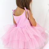 Pembe  Askılı Tül Etekli Kız Çocuk Elbise - Sophie