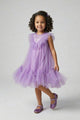 Lila Boncuk Detaylı Eteği Zikzaklı Kız Çocuk Elbise - Cherish