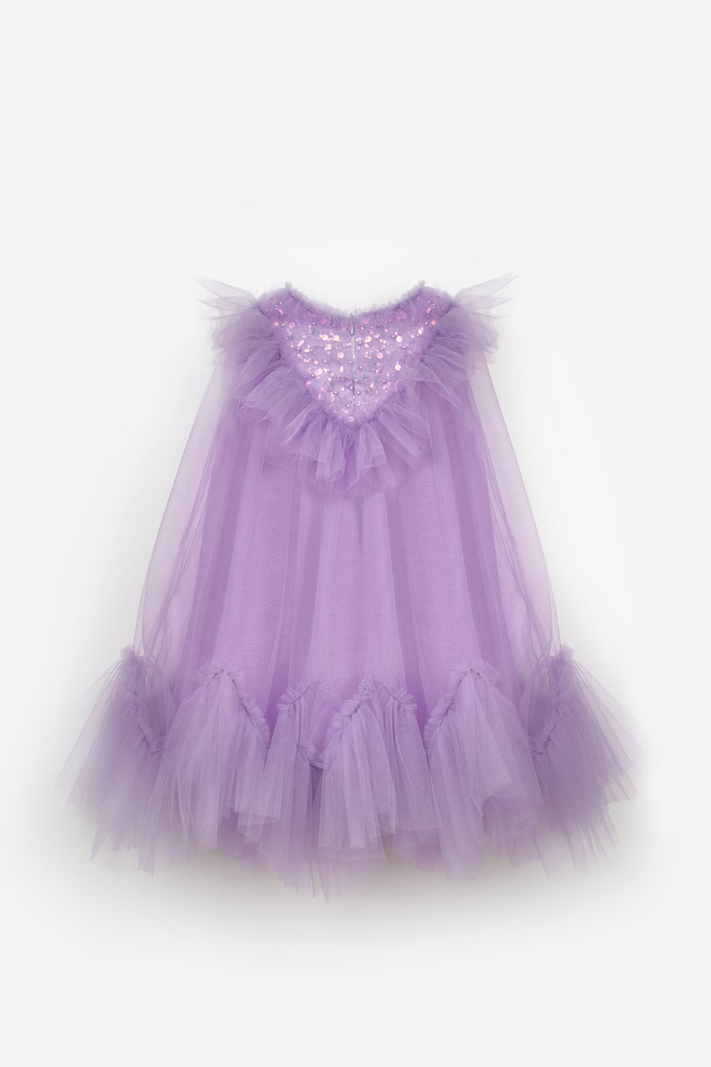 Lila  Boncuk Detaylı Eteği Zikzaklı Kız Çocuk Elbise - Cherish