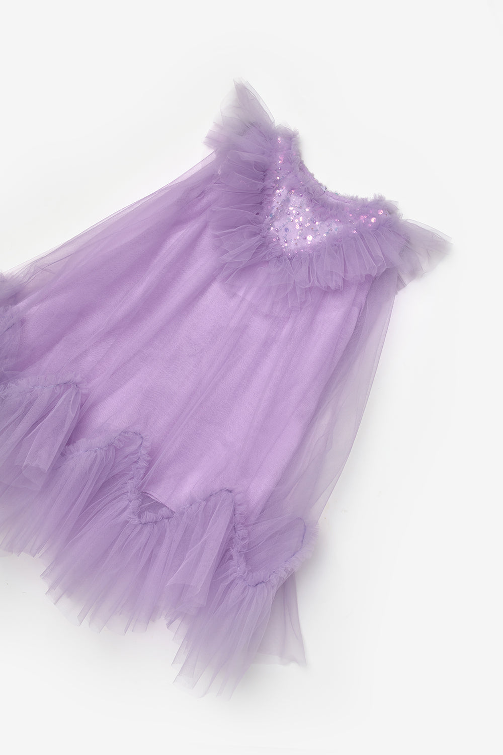 Lila  Boncuk Detaylı Eteği Zikzaklı Kız Çocuk Elbise - Cherish