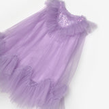 Lila Boncuk Detaylı Eteği Zikzaklı Kız Çocuk Elbise - Cherish