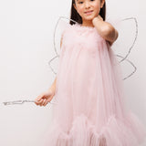 Pudra Boncuk Detaylı Eteği Zikzaklı Kız Çocuk Elbise - Cherish