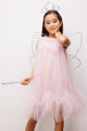 Pudra Boncuk Detaylı Eteği Zikzaklı Kız Çocuk Elbise - Cherish
