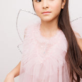 Pudra Boncuk Detaylı Eteği Zikzaklı Kız Çocuk Elbise - Cherish