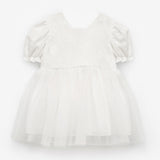 Beyaz Tül Etekli Dantel Detaylı Kız Çocuk Elbise - Nora