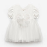 Beyaz Tül Etekli Dantel Detaylı Kız Çocuk Elbise - Nora