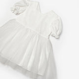 Beyaz Tül Etekli Dantel Detaylı Kız Çocuk Elbise - Nora