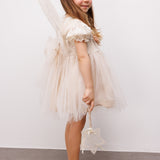 Krem Tül Etekli Dantel Detaylı Kız Çocuk Elbise - Nora