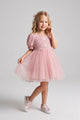 Pink Tulle Skirted Lace Details Girl's Dress - Nora