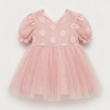 Pembe Tül Etekli Dantel Detaylı Kız Çocuk Elbise - Nora